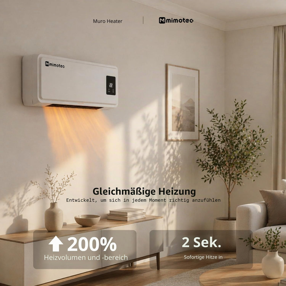 M Mimotec Wand-Heizlüfter 2000W, leise, mauer