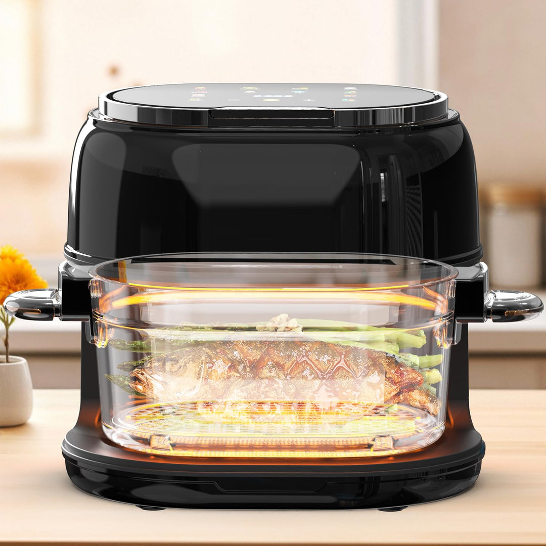 Heissluftfritteuse, 9-in-1 Airfryer 5L Transparenter Frittierkorb, Rapid Air Heisslufttechnologie, T