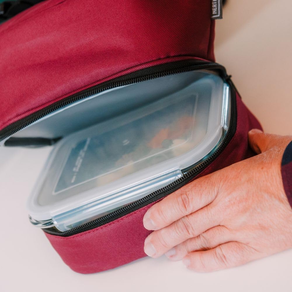 NERTHUS FIH 1505 Isolierte Lunch Tasche schwarz mit Glasbehälter luftdicht 1L Doppelkammer ideal für