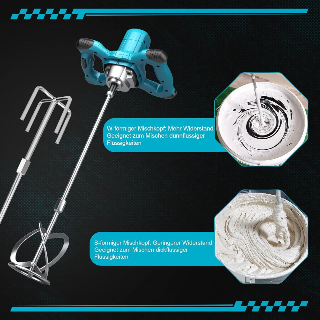 Akku Farbmörtelrührer Kompatibel mit Makita Batterie,Brushless 3200W Rührwerk Zementmischer, 6-Gang-