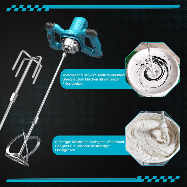 Akku Farbmörtelrührer Kompatibel mit Makita Batterie,Brushless 3200W Rührwerk Zementmischer, 6-Gang-