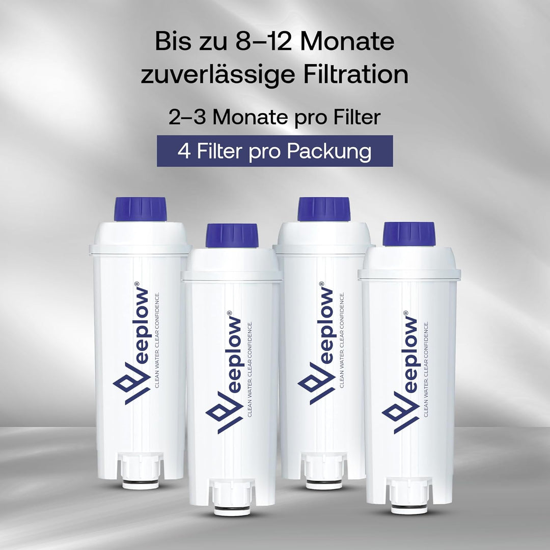 Weeplow® - 4 Wasserfilter Kompatibel mit Delonghi Magnifica, Dinamica, Autentica, PrimaDonna, DLSC00