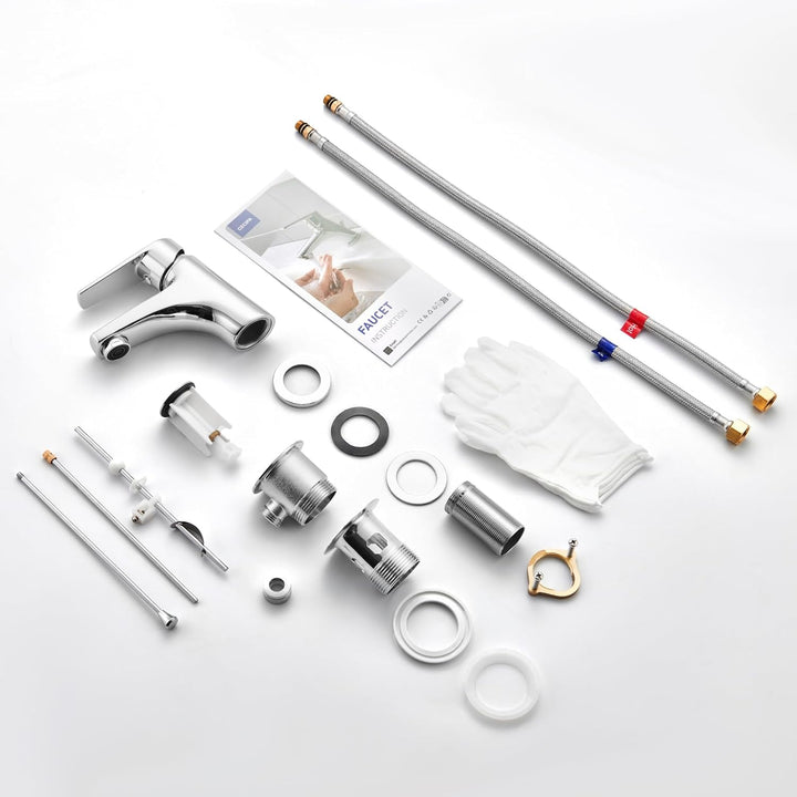 CECIPA Wasserhahn Bad, Waschtischarmatur Mit Zugstange Ablaufgarnitur, Mischbatterie, Armatur Waschb