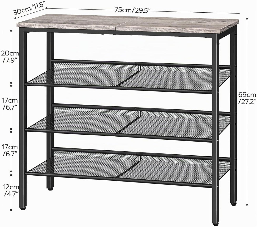 HOOBRO Schuhregal, 4 Ebenen Schuhablage, Schuhschrank, verstellbares Metallgitterregal, Geräumige Ob