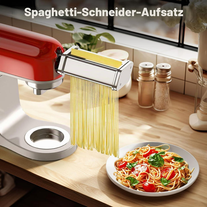 GVODE Nudelaufsatz für Kenwood Kmix KMX, inklusive Nudelblattwalze Spaghettischneider und Fettuccini