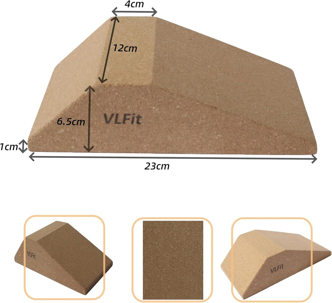 VLFit 2er-Pack Kork-Kniebeugen-Keilblock, Rutschfest für Erhöhte Ferse, Kniebeugenkeil, Keil für Kni