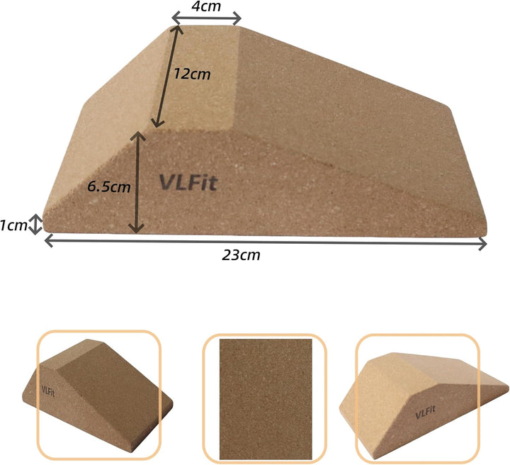 VLFit 2er-Pack Kork-Kniebeugen-Keilblock, Rutschfest für Erhöhte Ferse, Kniebeugenkeil, Keil für Kni