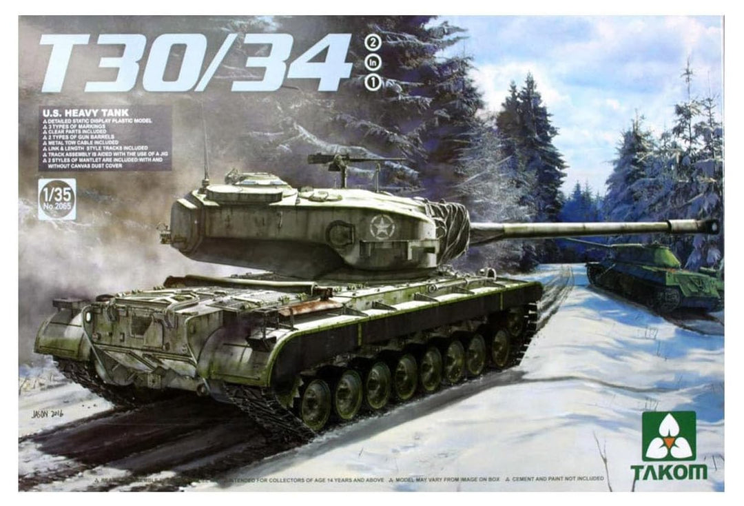 Takom TAK-2065 Modellbausatz U.S. Heavy Tank T30/34, 2 in 1