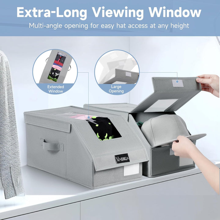 VAESIDA 4er-Set Stapelbare Kappenhalter für Baseballcaps & Hüte - Klare Cap Aufbewahrung mit Integri