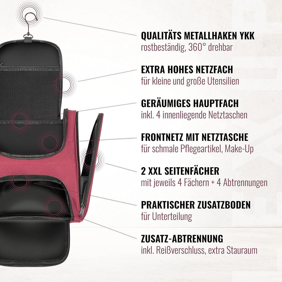 LEXXUP Kulturbeutel - Grosse Reisetasche für Damen und Herren, Wasserabweisende Toilettentasche, für