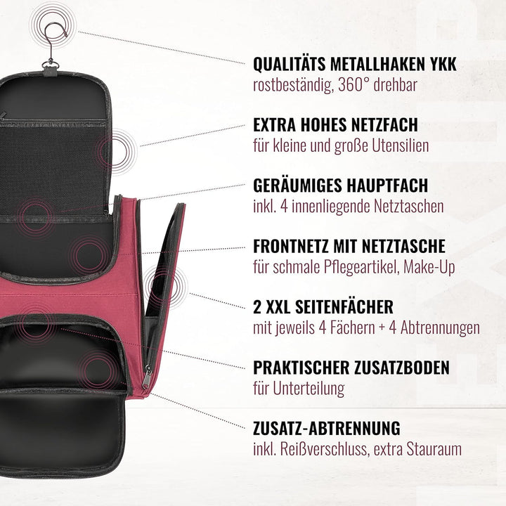 LEXXUP Kulturbeutel - Grosse Reisetasche für Damen und Herren, Wasserabweisende Toilettentasche, für