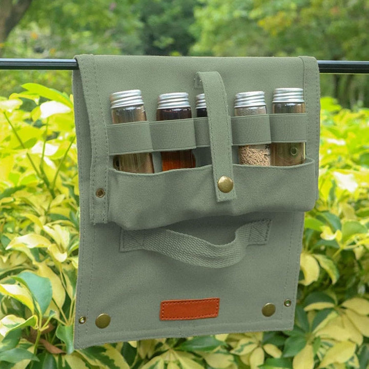 Gewürzgläser Set mit 10 Gewürzgläser, Gewürzdosen für Camping, Tragbare Gewürztasche, Gewürz-Aufbewa
