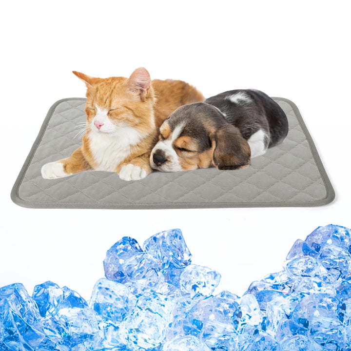 Selbstkühlende Matte für Hunde und Katzen - Kühlmatte 70 x 55CM für Haustiere im Sommer (L, Grau) L