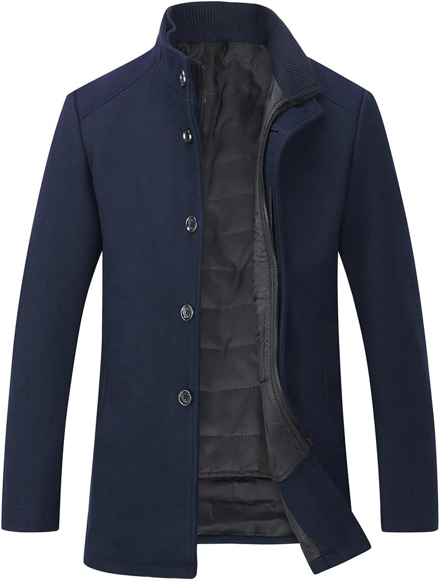 YOUTHUP Herren Wolle Mantel mit Steppweste Regular Fit Winter Wollmantel Outdoor Business Übergangsm