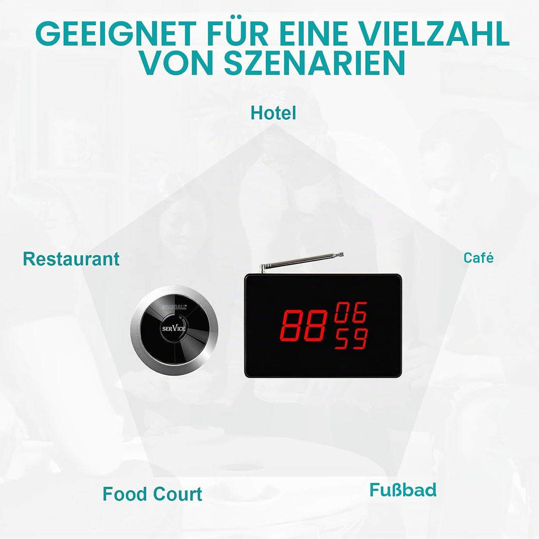 SINGCALL Rufsystem für Restaurant/Hotels/Café/Bar Kellner Rufsystem Service Rufsystem 1 Bildschirmem