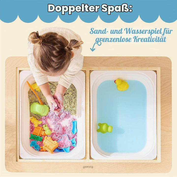 Multifunktionaler Sensoriktisch mit 2 Stühlen, Papierrolle, doppelseitiger Tafel und klappbaren Aufb