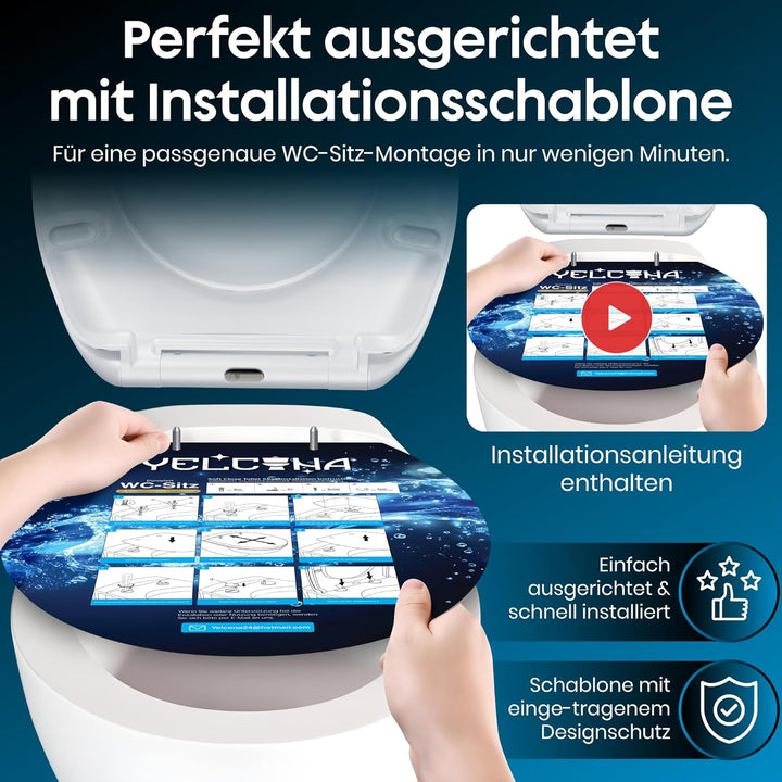 Toilettendeckel mit Absenkautomatik [Einfache Montage] antibakteriell & UV-beständig | Quick-Release