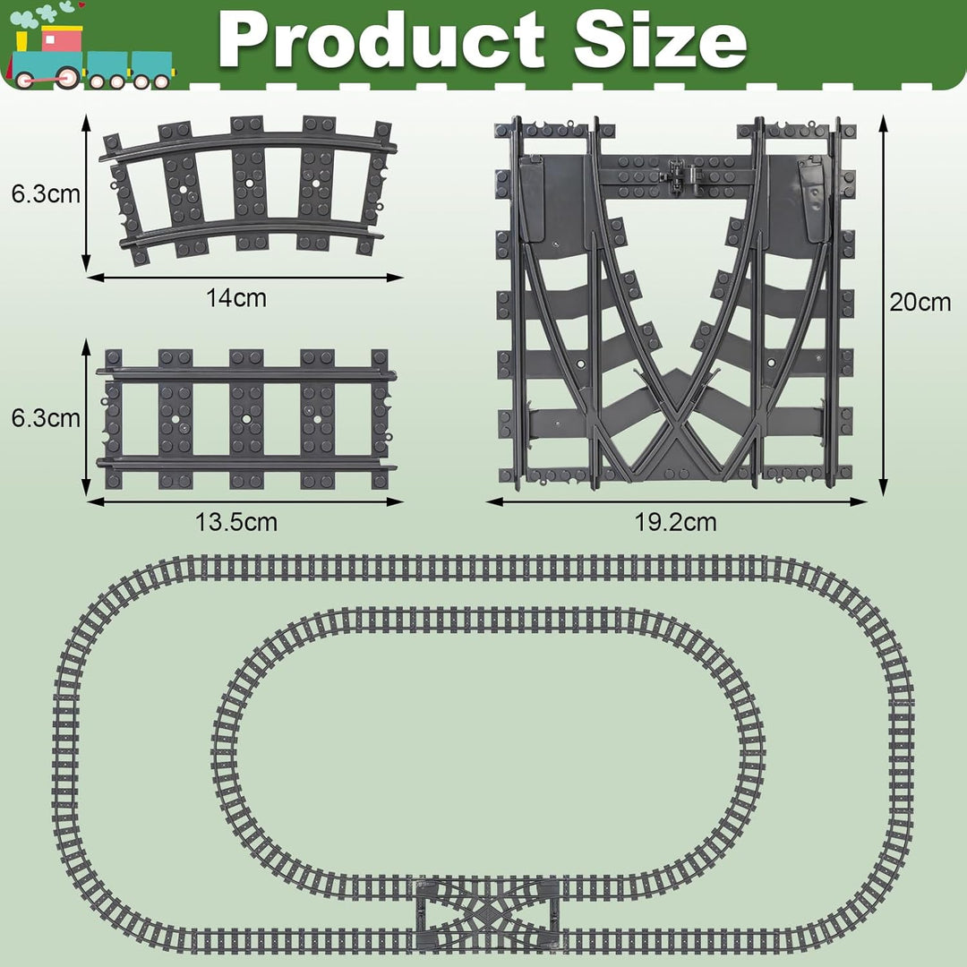 Bausteine Zug Schienen Set, 54 Stück City Zug Schienen Set, Bestehend aus Cross Track Gerade, Kurven