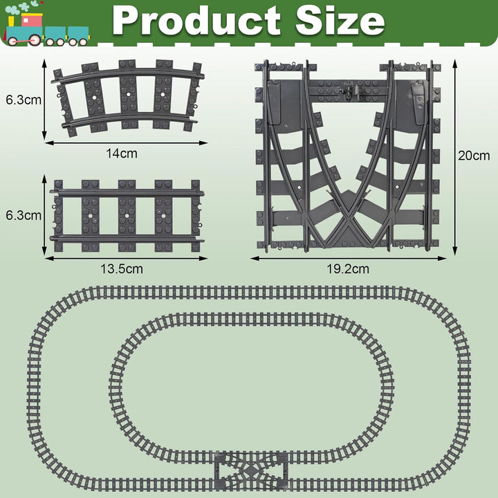 Bausteine Zug Schienen Set, 54 Stück City Zug Schienen Set, Bestehend aus Cross Track Gerade, Kurven