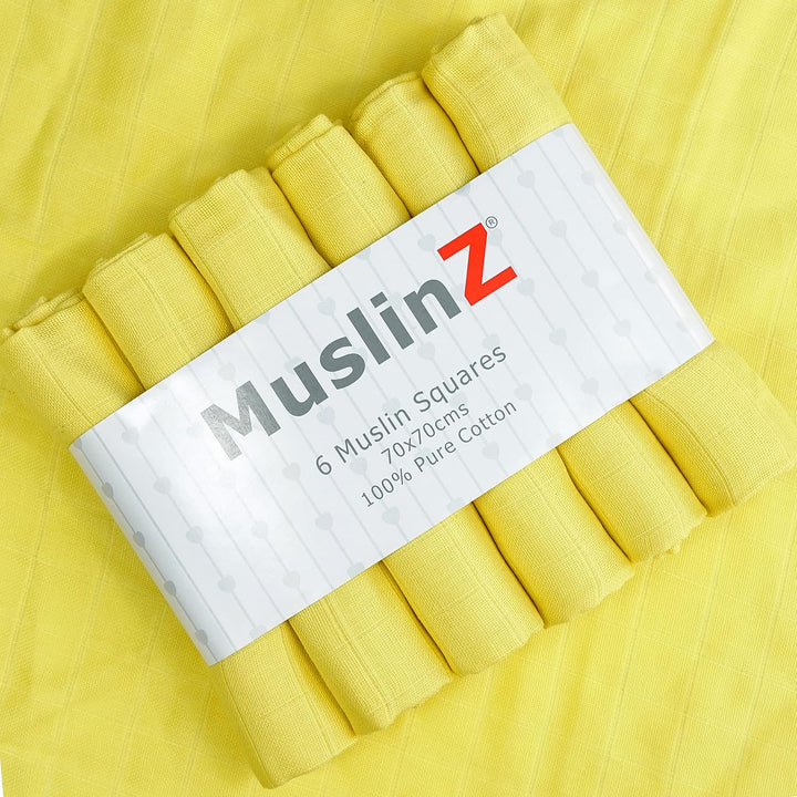 MuslinZ Baby Musselintücher, Gelb, 6 Stück, Gelb