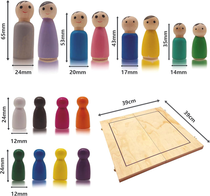Systembrett Aufstellung Set, Familienbrett Beziehungsbrett aus Holz für Coaching Familienaufstellung