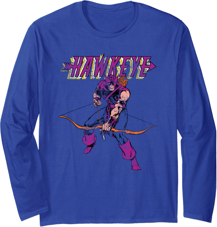 Marvel Hawkeye Retro Classic Pose Bow Arrow Langarmshirt