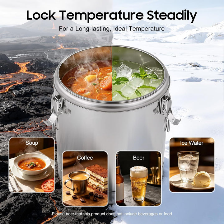 Thermobehälter für Essen 20L aus Edelstahl für Catering | Warmhaltebehälter Gastro, bis zu 12 Std. T