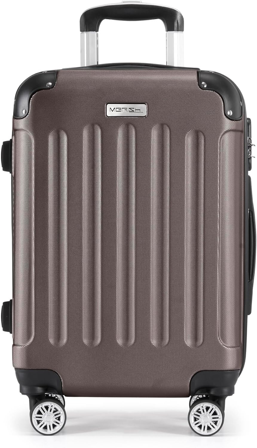 MERISH Reisekoffer Koffer Kofferset Trolleys Zwillingsrollen 3tlg. Hartschale in 9 Farben (Braun, M)