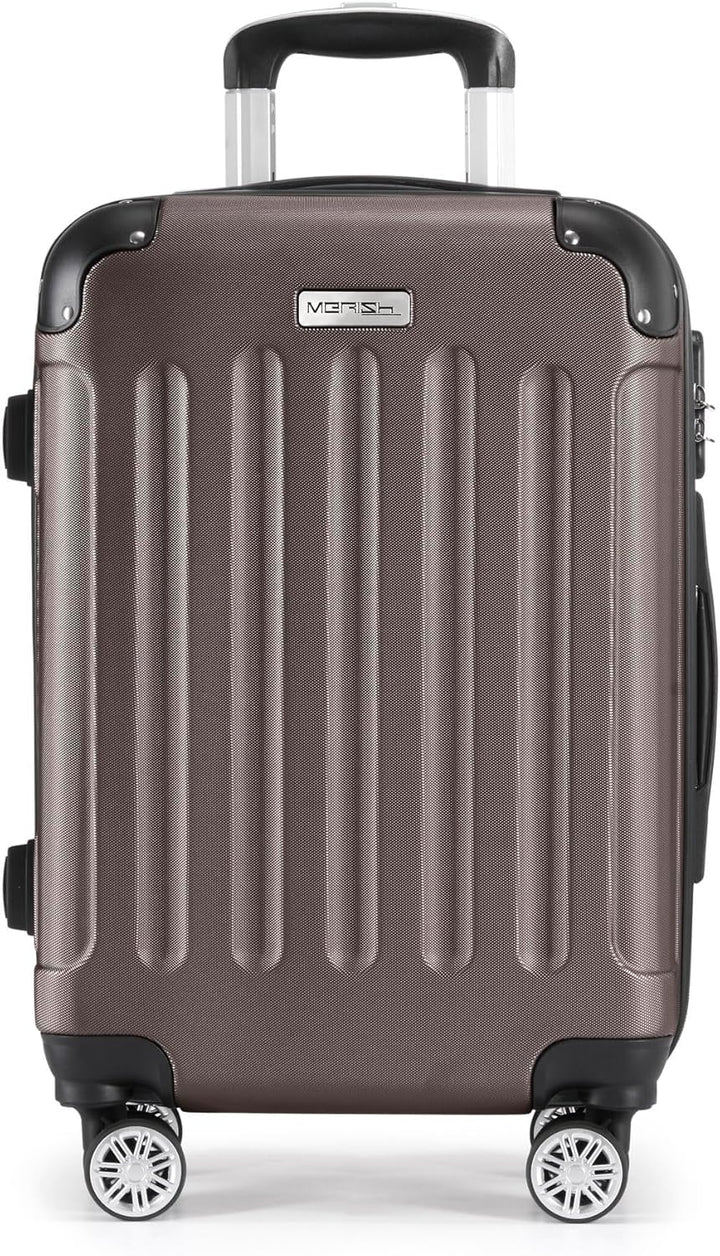 MERISH Reisekoffer Koffer Kofferset Trolleys Zwillingsrollen 3tlg. Hartschale in 9 Farben (Braun, M)