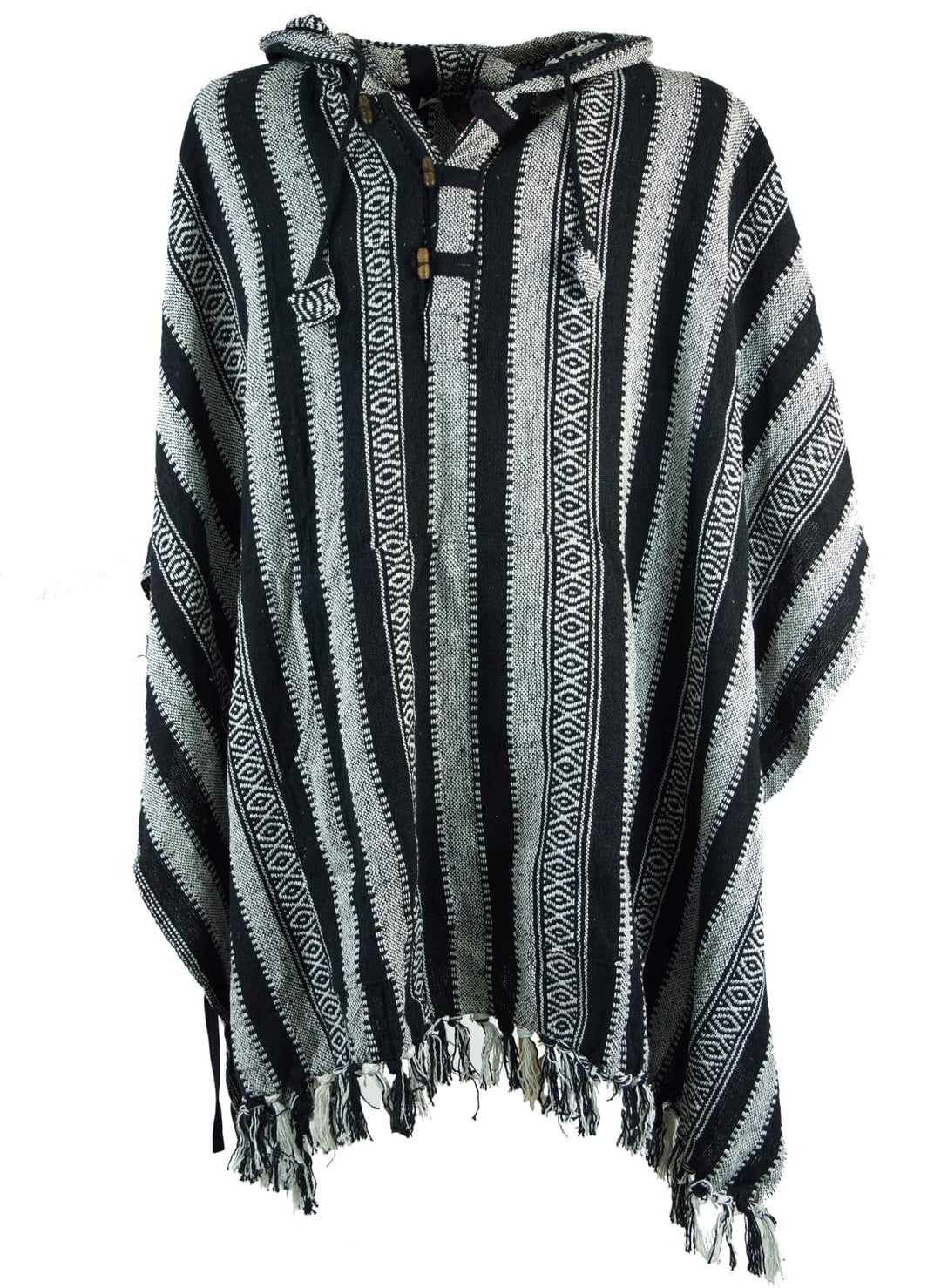 GURU SHOP Poncho Hippie Chic, Ethno Poncho, Andenponcho, Herren/Damen, Blau, Baumwolle, Size:One Siz