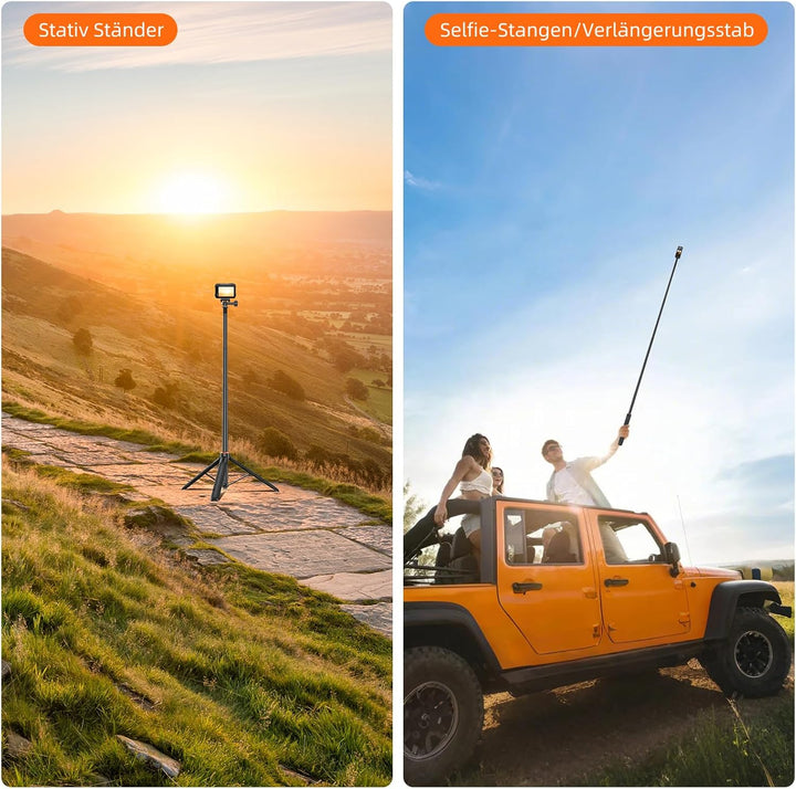136cm Ausziehbar Selfie-Stick Stativ für Insta 360 X5/X4/X3/ONE X2/ONE X/Ace/Ace Pro/Ace Pro 2/ONE R