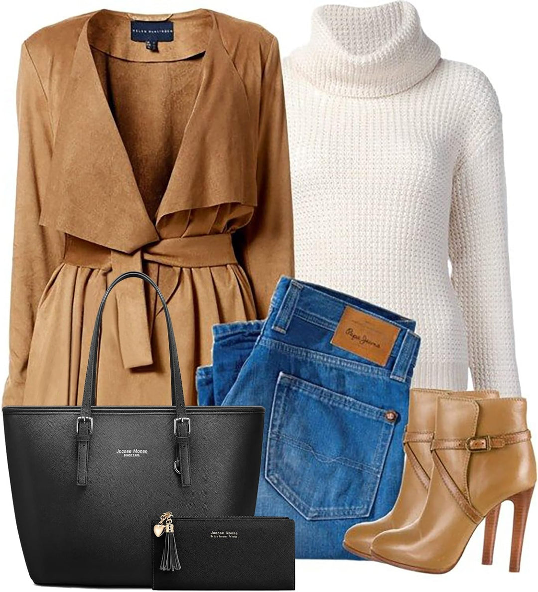 Jocose Moose Handtasche Damen Elegant PU Leder Shopper Damen Schultertasche Grosse Kapazität Laptop