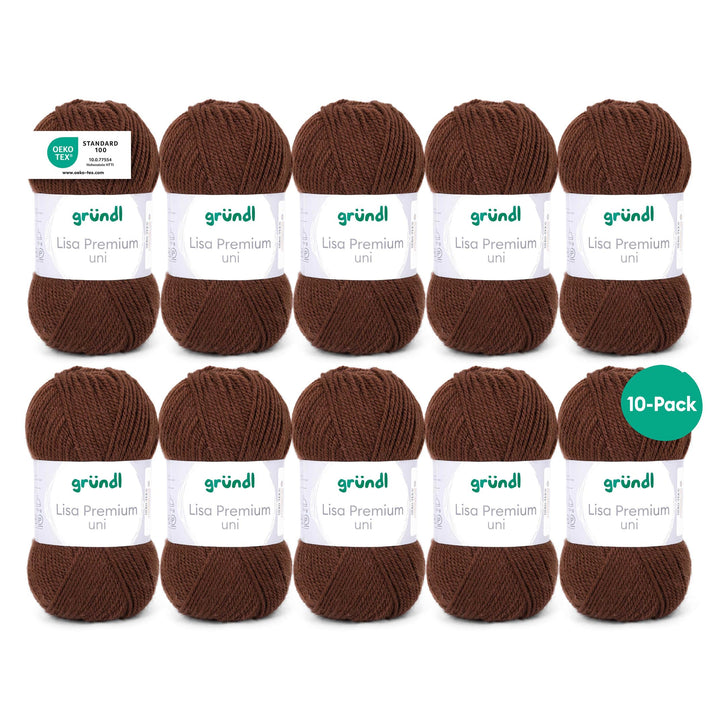 Gründl Wolle Lisa Premium Uni Strickgarn aus 100 % Polyacryl, Garn zum Häkeln/ Stricken 50 g / 133 m