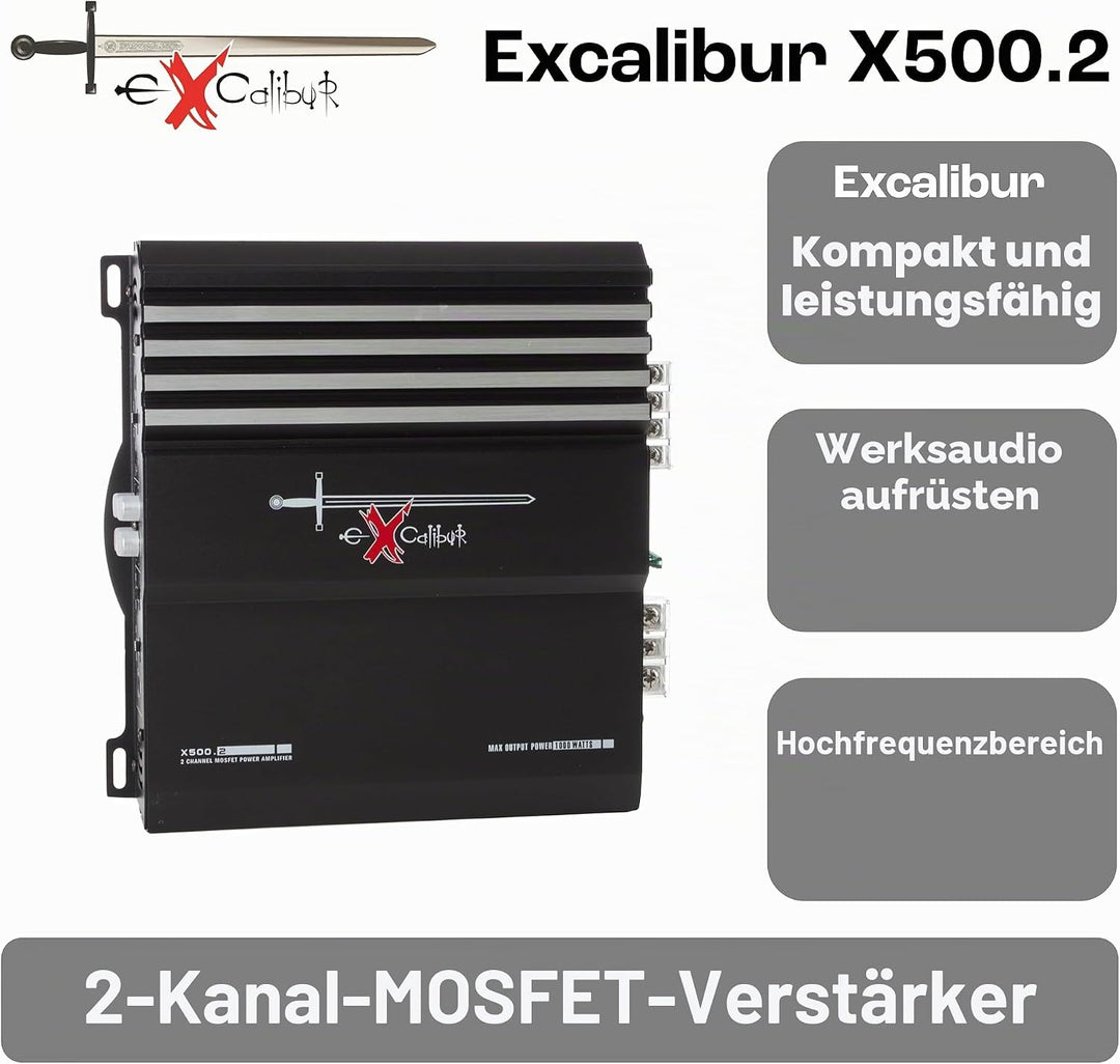 EXCALIBUR X500.2 MOSFET 2-Kanal Auto-Verstärker 1000 Watt Single, Single