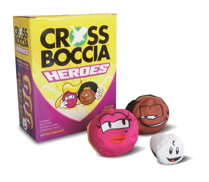 Crossboccia® Doublepack Heroes, 2x3 gleichfarbige Stoffsäckchen, verschiedene Designs, Ø 8cm mit Gra