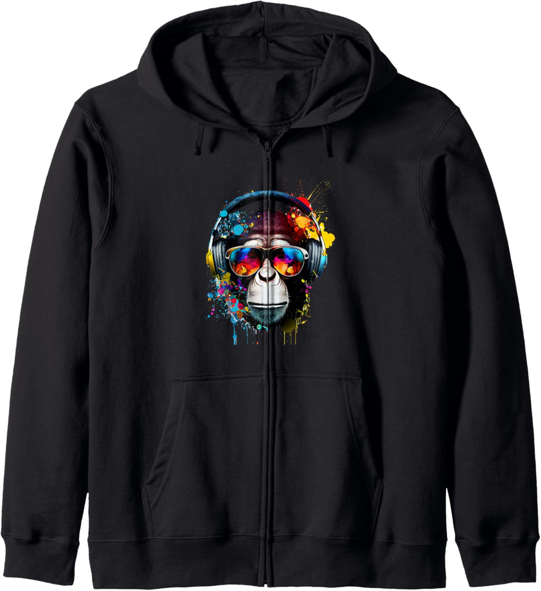 DJ Monkey Affen mit Sonnenbrille Kapuzenjacke