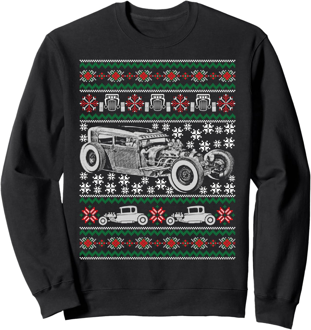 Hot Rod Ugly Christmas Holiday Muscle Car Holiday Xmas Gift Sweatshirt