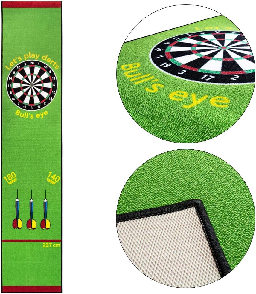 Kingpower Dartteppich mit Abwurflinie, Dart Zubehör mit Motiv, Dartmatte mit Oche, pflegeleichter Te