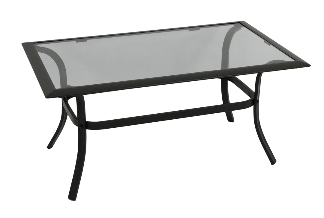 DEGAMO Beistelltisch Zagreb 102x61x48cm, Stahl schwarz, Tischplatte Glas grau getönt, Indoor und Out