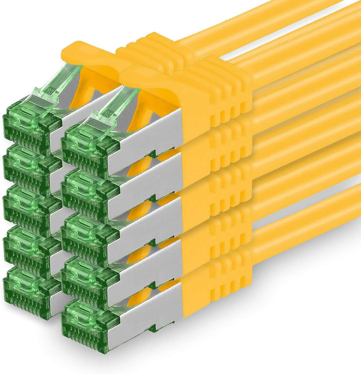 Cat7 Netzwerkkabel 7,5m - Gelb - 10 Stück - Cat 7 Ethernetkabel Lankabel Lan 10Gbits Patchkabel Rj45