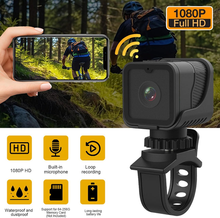 Zunate Lenker Fahrradkamera WiFi, 1080P Small Sport Video Action Kamera mit 120° Weitwinkel, Wasserd