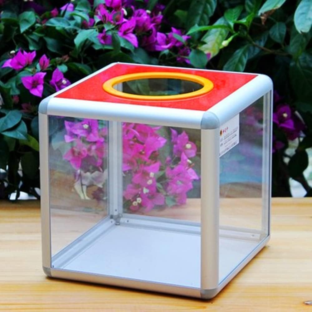 Acrylspendenbox, Wahlurne, empfohlene Box, transparente Aufbewahrungsbox 20 x 20 x 20 cm Red face, R