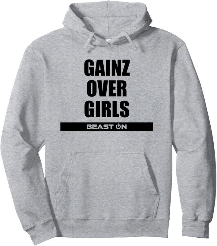 Gains Gainz over Girls Fitness Gym Motivation Sprüche Pullover Hoodie