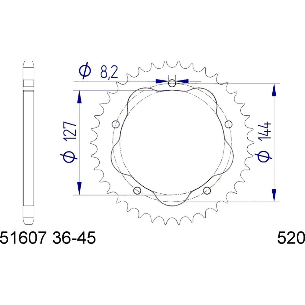 Alu-Kettenrad AFAM 520-39Z für PCD (Gun Metal)