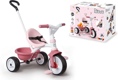 Smoby - Be Move rosa - Kinderdreirad mit Schubstange, Sitz mit Sicherheitsgurt, Metallrahmen, Pedal-