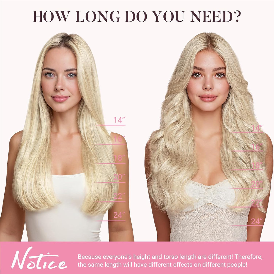 MAXITA Echthaar Extensions Clip, 40cm 16 Zoll 120g 7 Stück Platinblond Clip in Extensions Echthaar N