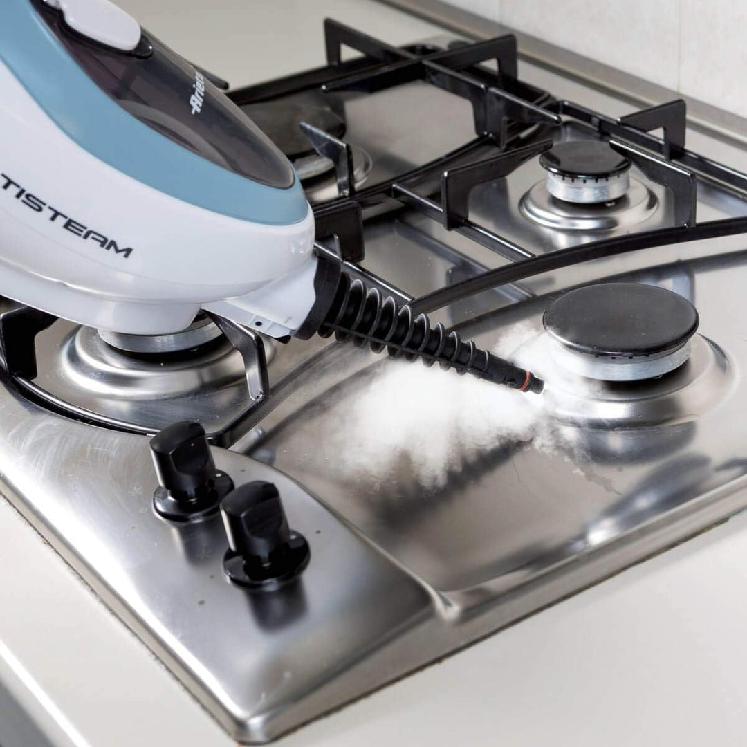 Ariete 4169 Steam Mop 10 in 1, Dampfreiniger, 18 Minuten Arbeitszeit, Klappbarer Stiel, Weiss und Bl