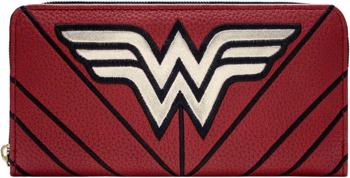 Wonder Woman DC Sterne & Streifen Kriegeranzug Emblem Portemonnaie Clutch Münzfach & Kartenhalter, R