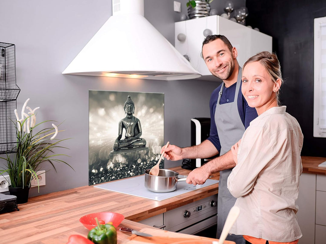murando Spritzschutz Glas für Küche 60x60 cm Küchenrückwand Küchenspritzschutz Fliesenschutz Glasbil