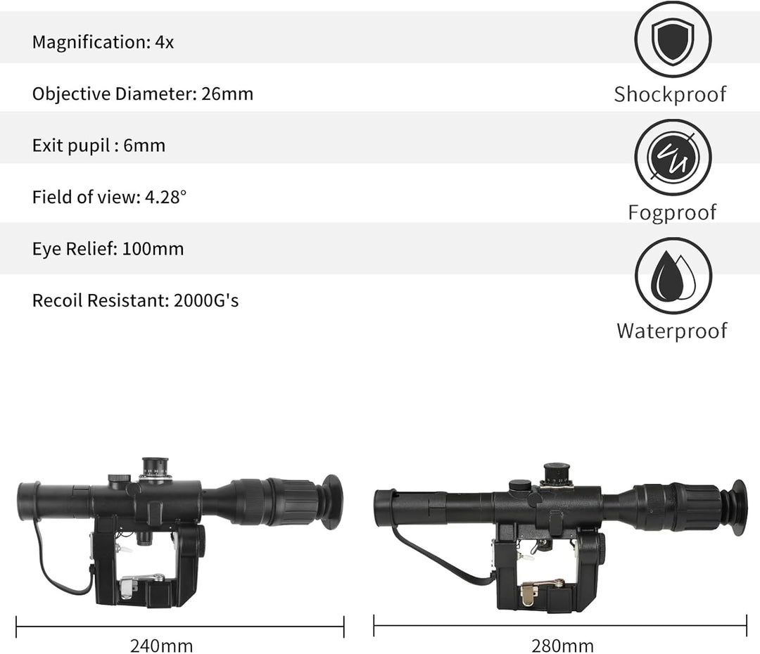 ToopMount 4X26 zf fernrohr Monokular Seitlich montiertes Optik fernrohr Sucher mit Sonnenschutzrohrh